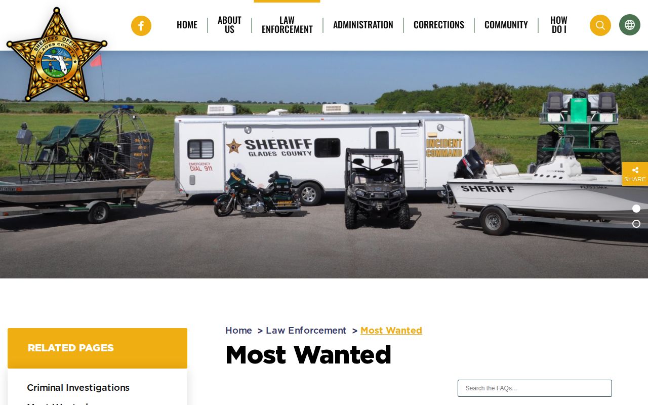 Glades County arrest warrant and most wanted source