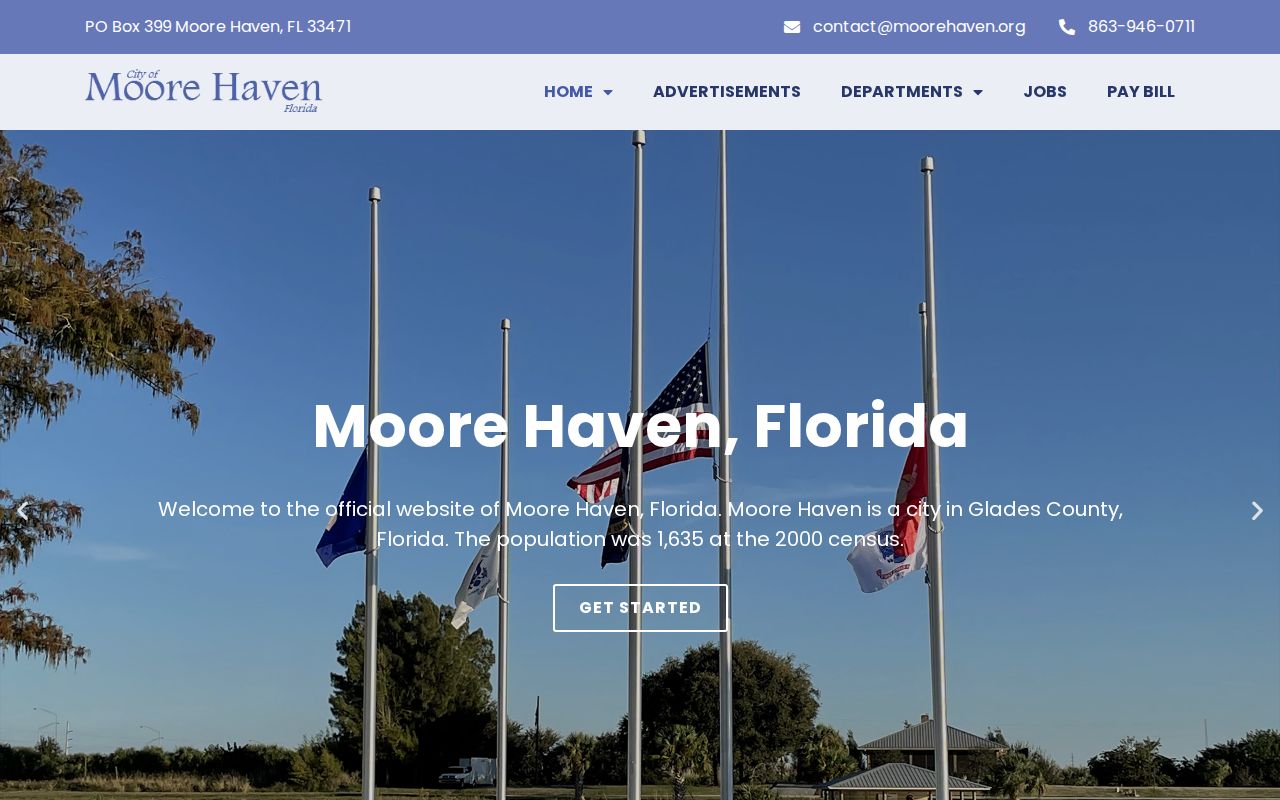 Official City of Moore Haven website showing county-seat and municipal context